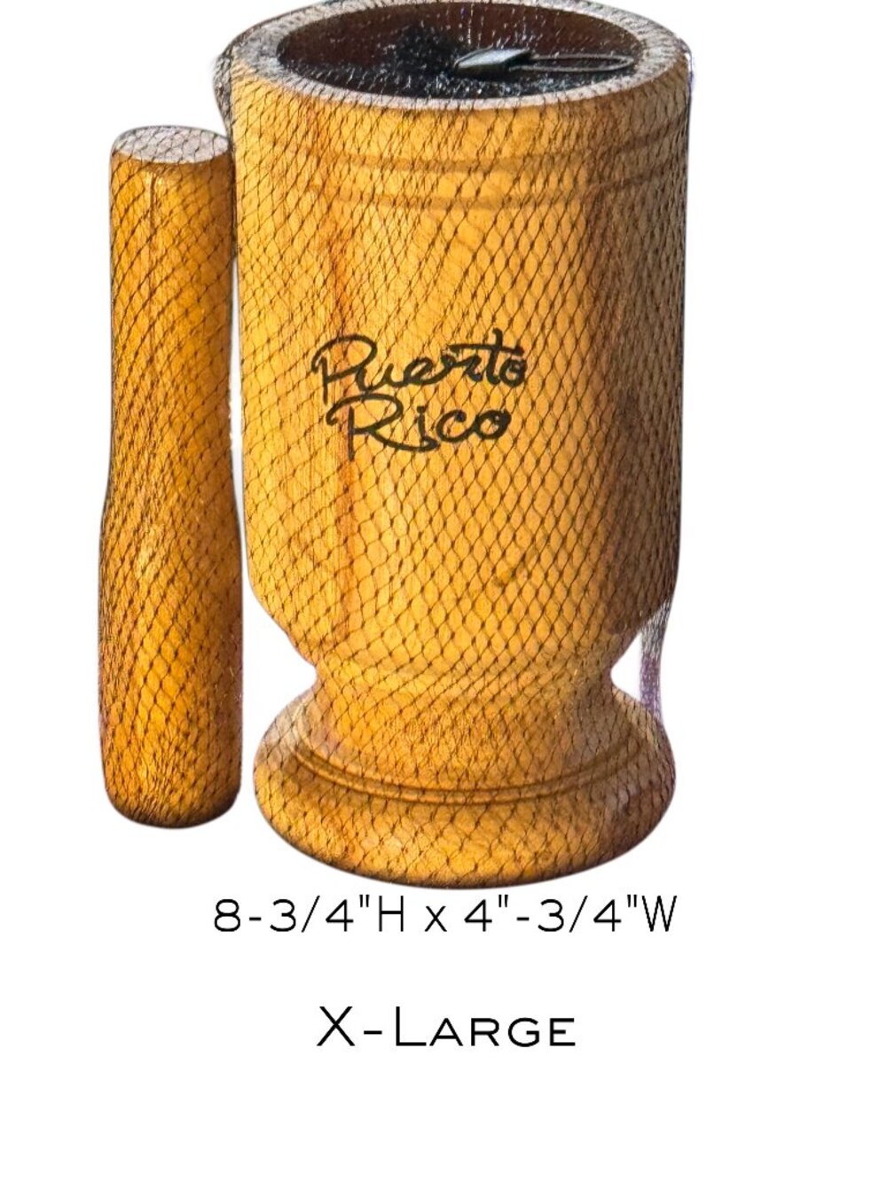 Puerto Rico Wooden Mortar & Pestle - Traditional Kitchen Utensils for Spices  XL
